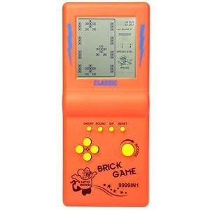 HLF 3,5-inch groot scherm baksteen gameconsole bouwsteen spel race/pantserspel ingebouwde 23 klassieke games nostalgische puzzel (oranje)