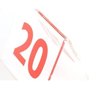 Tabelnummers, Tafelnummers, Acryl Tafelnummerborden Dubbelzijdige Driehoekige Standaards 3,15x3,15 Inch Veelkleurig 20 stuks(41 to 60,Red)