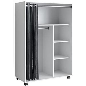 Vicco Doros Kledingopslagkast - Wit - 100 x 146.6 cm - Open met Wielen