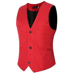Gilets - Rood - Heren Casual Formele Vest - 3 Knopen