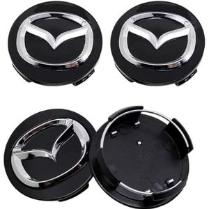 4 Stuks Naafkappen voor Mazda Biante 60mm, Wieldoppen Velgen Badge Wielnaafdoppen Wiel Center Met Auto Logo Embleem Accessoires Naafdop