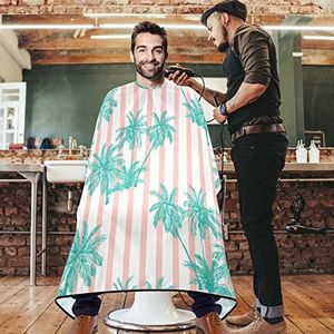 Salon Cape Tropische Groene Kokosboom Roze Streep Kapper Cape Unisex Haar Snijden Cape Premium Kapsel Cape Voor Herbruikbare Thuis Kappers 140x168cm