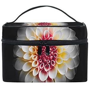 Hengpai Een mooie witte Dahlia bloem cosmetische tas reizen make-up trein koffers opslag organizer voor vrouwen