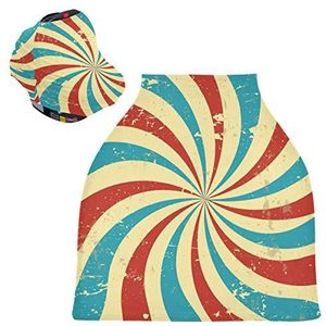 Rood Blauw Vintage Windmolen Baby Autostoelhoes Luifel Stretchy Nursing Covers Ademend Winddicht Winter Sjaal voor Baby Borstvoeding Jongens Meisjes