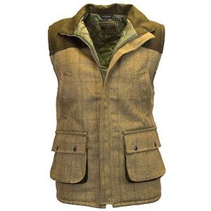 WALKER AND HAWKES Heren Country-vest van tweed met versterkte schouders - geschikt voor de jacht - saliegroen - licht saliegroen - 3XL (48""-50"")