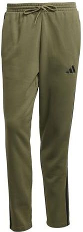 adidas Hombre ESSENTIALS THREE STRIPES FLEECE PANT OPEN HEM, olive strata/black, 3XL