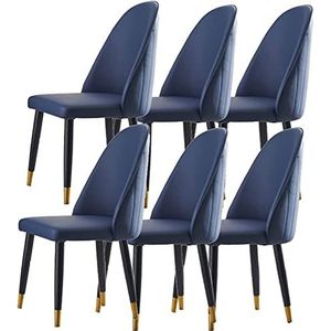 GEIRONV Eetkamerstoel set van 6, keukenstoel modern design microfiber lederen stoelen zacht gevoerde zitting for kantoor lounge eetkamer keuken slaapkamer Eetstoelen ( Color : Blue , Size : 92*49*50cm