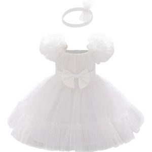 Lito Angels Jurk voor babymeisjes, tule bloemenmeisjesjurk, prinsessenjurk, verjaardag, bruiloft, feest, outfit, fancy baljurk kostuum met strik, hoofdband voor fotoshoot, vakantieceremonie, leeftijd