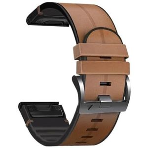 22mm 26mm QuickFit Armband Strap fit for Garmin Fenix ​​6X 6 Pro 7X 7 5 5X Plus 935 945 965 Mk2i Mk2 Lederen Siliconen Smart Horlogeband (Color : Brown 2, Size : Forerunner 935 945)