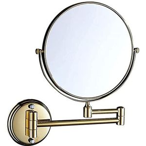Make-upspiegel, make-upspiegel, make-upspiegel, badkamermake-upspiegel, koperen make-upspiegel, roterende schoonheidsspiegel, dubbelzijdige 3x vergroting wandgemonteerde spiegel cosmetische spiegel
