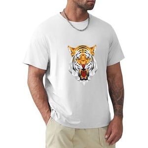 Heren T-shirt tijger korte mouwen T-shirt ronde hals T-shirt voor mannen, Tijger1, XL
