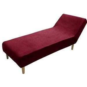 Luxe Fluwelen Chaise Lounge Hoes Zachte Pluche Chaise Hoes Stretch Armloze Chaise Lounge Hoes Meubelbeschermers Wasbare Fauteuil Bank Hoes Voor Woonkamer Slaapkamer(Color:Wine red)
