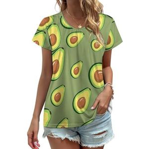 Avocado Print Vrouwen V-hals T-shirts Leuke Grafische Korte Mouw Casual Tee Tops M