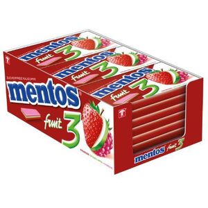 Mentos 3 Fruit Strawberry/Apple/Raspberry - 12 stuks