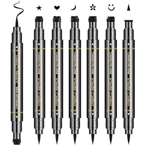 6 stuks Erinde dubbelzijdige vloeibare eyeliner-potlood eyelinerstempel make-up, waterdichte zwarte vloeibare eyelinerpotlood duurzaam en veegvast eyeliner-Tattoo-tool