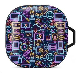 Web Development Neon Oordopjes Hoesje Compatibel met Samsung Hard Shell Beschermhoes Zwart-Stijl