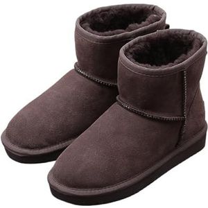 NihaoWXM Snowboots Echt Leer Klassieke Vrouwen Snowboots Vrouwen Lederen Enkellaarsjes Plus Size Winter Vrouwen Schoenen, Chocolade, 42 EU