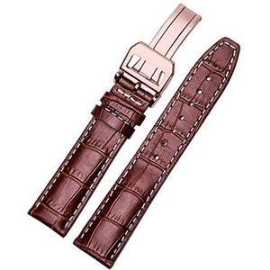 De kijkbands van mannen Italiaans kalfsleer horlogebandbeslag vouwgesp heren 20 22 mm (Color : Brown Rosegold 2_22mm with Clasp)