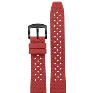 Quick Release Fluoro Rubber Horlogeband Waterdicht Heren for Seiko for Breitling for IWC Zwart Quick Release Horlogeband Stomatal Band (Color : Red-black pin, Size : 20mm)