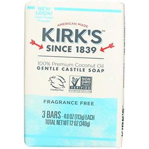 Kirk's Natural Gentle Castile Soap Fragrance Free 3 pack