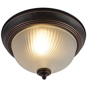 QAZQA - Klassiek | Antiek Klassieke plafondlamp bruin opaal - Classico | Woonkamer | Slaapkamer | Keuken - Glas Rond |Bol - E27 Geschikt voor LED - Max. 1 x 60 Watt
