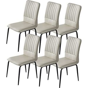 GEIRONV Eetkamerstoelen set van 6, moderne lederen hoge rugleuning gewatteerde zachte zitting met metalen stoelpoten for keuken thuis commerciële restaurants Eetstoelen (Color : Light Grey, Size : 8