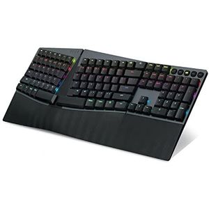 Perixx PERIBOARD-835BL Draadloos, ergonomisch mechanisch toetsenbord, RGB-achtergrondverlichting, platte blauwe klikschakelaar, multi-apparaatverbinding, compatibel met Windows en Mac OS X, Amerikaans