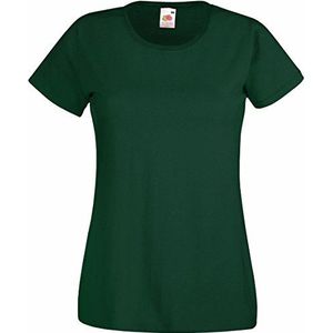 Dames lichtgewicht katoenen T-shirt - Fruit of the Loom Lady-fit top - Fles groen (S)