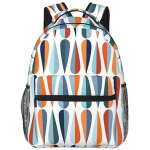 EdWal Mid Century Modern Met Drop Vormen Print Lichtgewicht Casual Rugzak College Schooltas Laptop Dagrugzak, Voor Reizen Zakelijk Werk, Zwart, Eén maat