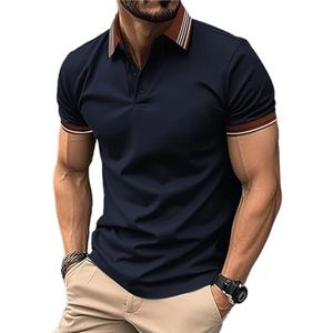 yk8fass Mode Zakelijk Poloshirt hb-0077, marineblauw, L