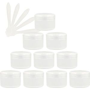 YKMYXZ, 12 stuks lege 50 ml roze plastic cosmetische potten met schroefdeksel, 50 g kleine pot met binnenvoering for cosmetische reisgel lippenbalsem + 5x spatel(Transparent,20ml)