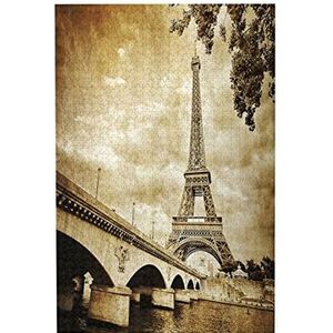 Vintager Parijse Eiffeltoren 500 stukjes puzzel liefhebbers houten puzzel milieuvriendelijke drukpuzzel premium educatief spel
