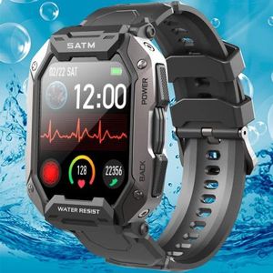 Militaire Smart Horloge Voor Mannen 1.72 ''Grote HD Fitness Horloge 5ATM Waterdichte Outdoor Tactische Horloge Robuuste Zwemmen Sport Horloge Met Hartslag Slaap Monitor Stap Counter Horloge voor