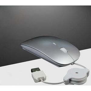 Intrekbare bedrade muis Notebook computer telescopische bedrade muis Stille Muis USB Optische Muis voor Kantoor, Games (Zilver)