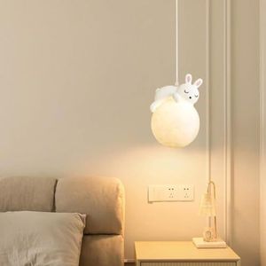 TONFON Retro witte hars hanglamp minimalistische stijl kroonluchter creatieve beer/konijn hanglamp for keukeneiland woonkamer slaapkamer nachtkastje eetkamer hal plafondlamp armatuur(Color:A)