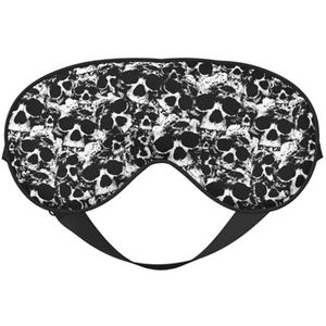 Zwart-wit Menselijke Schedel Afdrukken All-Occasion Slaap Oogmasker met Dubbele Zijden Verstelbare Riem Perfect voor Shifts & Reizen