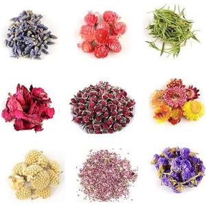 9 zakken natuurlijke gedroogde bloemen, roos, lavendel, jasmijnkruiden Kit DIY zeep, kaars, bad, hars sieraden maken, Home Wedding Decor-9 zak F