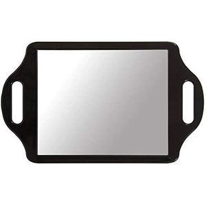 TRIXES Kappersspiegel - Salon Handspiegel - Met 2 Handgrepen Groothoek - Voor Kappers en Visagie - Groot formaat 36,5 x 21,7 cm - Voor Professionele Kappers en Kappers - Zwart