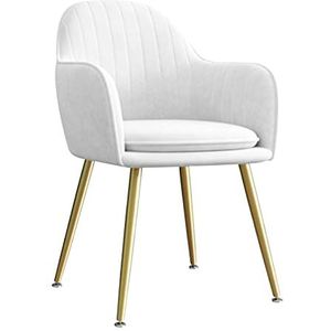 GEIRONV 1 stks fluwelen eetkamerstoel, for woonkamer slaapkamer Keukenstoel met metalen benen Appartement make-up stoel 47 × 44 × 83cm Eetstoelen (Color : White)