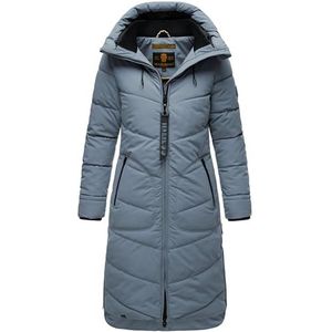 MARIKOO Benikoo Winterjas voor dames, gewatteerd, warm gevoerde gewatteerde jas, lang, met capuchon, S-XXL, stormy blue, S