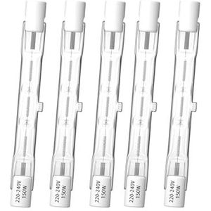 CucuGo R7S 78mm 150W Halogeenlamp, Dimbaar 2100lm J78 Lineaire Halogeenprojector, Warmwit, 2800K, Voor Landschapsverlichting, Veiligheid, Vloerlampen (5 Stuks)