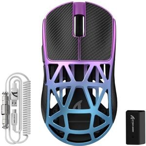 ATTACK SHARK R2PRO 45g Superlight muis van magnesiumlegering, PixArt PAW3950-sensor, 42000 DPI, 8000 Hz draadloze queryfrequentie, 2,4 G/BT/bekabelde gaming-muis G502, met spiraalkabel, PC/Mac, lila