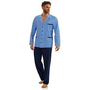 Sesto Senso Heren Pyjama Set Met Knoopsluiting Kotoen Met Zak Lang Mouw Top & Bottom Nachtkleding Pjs M 2210/15