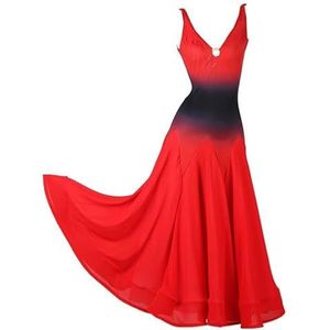 Rood,L,PONNYC V-Hals Balzaal Dansjurken Voor Dames Grunderende Salsa Moderne Danskleding Rugloze Wals Dans Wedstrijd Kostuums Sociale Dansoutfit Big Swing