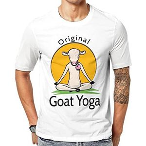 Goat Yoga T-shirt met korte mouwen voor heren, ronde hals, print, casual T-shirt, tops, 4XL