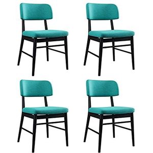 GEIRONV Retro ontwerp keuken stoelen set van 4, metalen benen katoen en linnen eetkamer stoelen woonkamer slaapkamer ligstoelen Eetstoelen (Color : Blue)