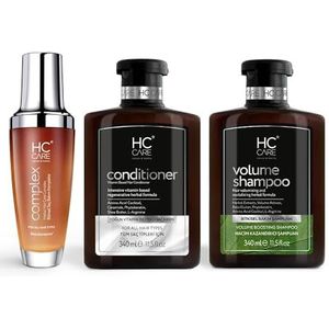 noxx HC Care haarverzorgingsset: kruidenshampoo, haarconditioner & haarverzorgingslotion (volumeshampoo) - 340 ml + 340 ml + 100 ml - voedend voor alle haartypes