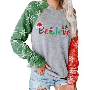 yeeplant Sneeuwvlok vakantie cartoon vrouwen comfortabel kerstfeest sweatshirt wasbaar ademend brief print grijs, Grijs, L