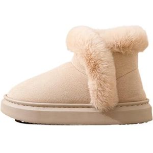 AYWTIUN Sneeuwlaarzen Vrouwen Winter Warm Pluche Sneeuwlaarzen voor Vrouwen Zachte Comfort Antislip Laarzen Vrouwelijke Outdoor Leisure Katoenen Laarzen Pluizige Thuis Schoenen (Beige2,36-37)