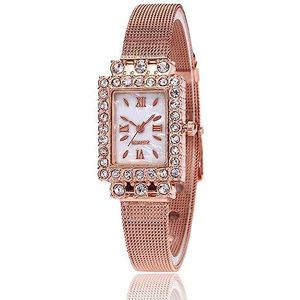 horloges Horloges Luxe quartz horloges Roestvrijstalen horloge Vierkant diamanten polshorloge voor dames Casual zakelijk polshorloge Genereus Mode